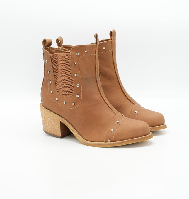 Botín en cuero miel