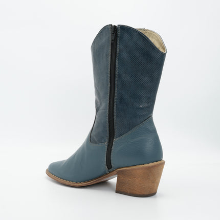 Bota texana en cuero azul