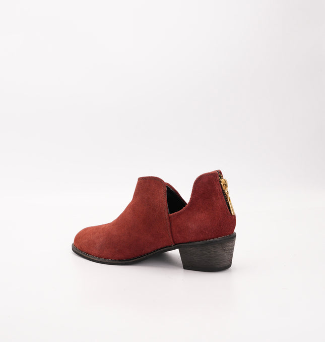 Botín en cuero gamuza rojo