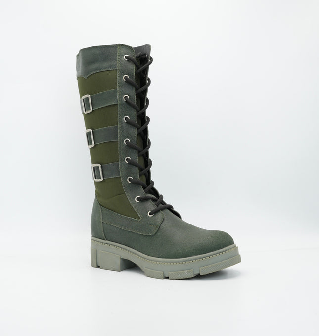Bota en cuero verde