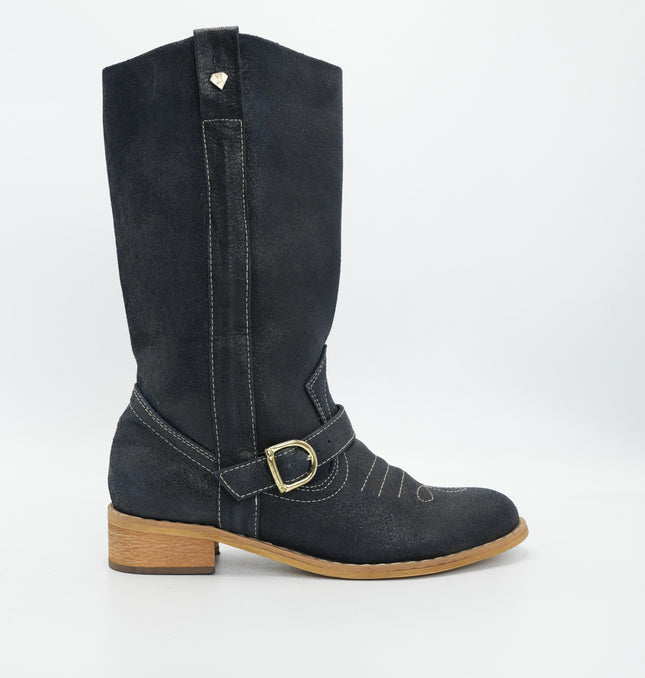 Bota en cuero azul