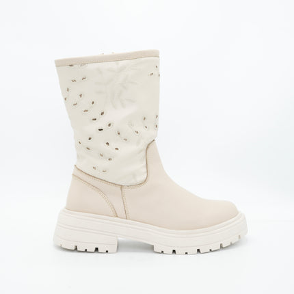 Botín en cuero crema