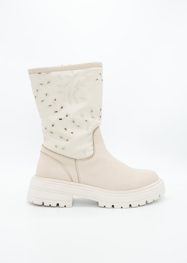 Botín en cuero crema