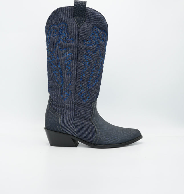 Bota texana en cuero azul