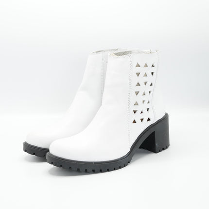 Botín en cuero blanco