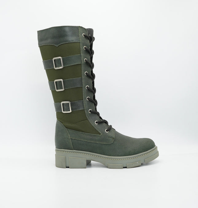 Bota en cuero verde