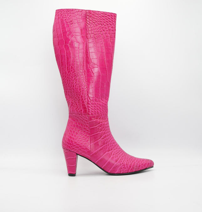 Bota en cuero fucsia