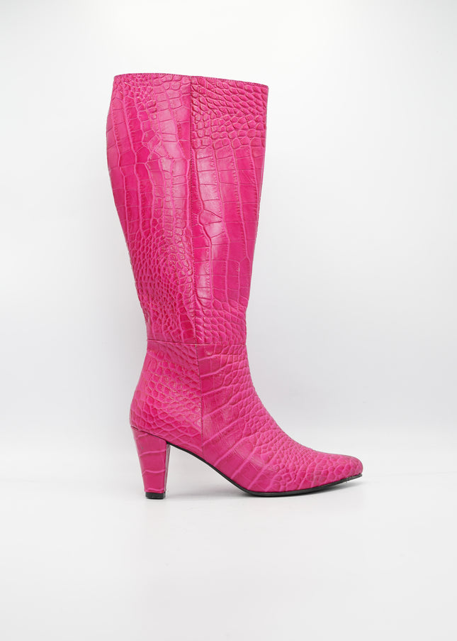 Bota en cuero fucsia