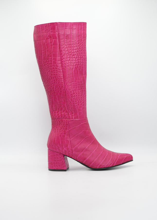Bota en cuero fucsia