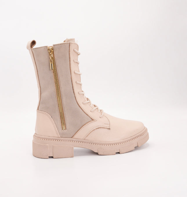 Bota en cuero crema