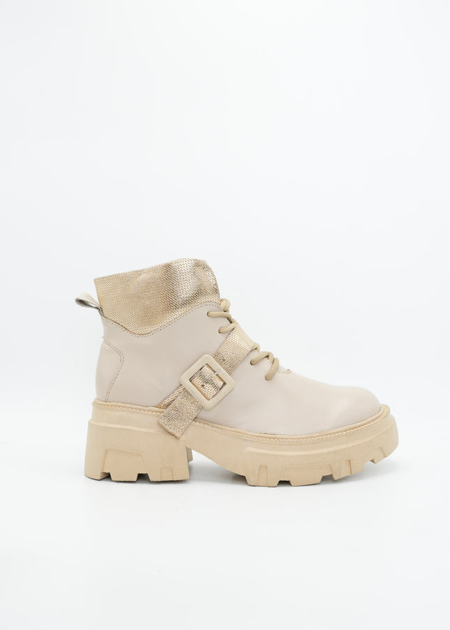 Botín en cuero crema