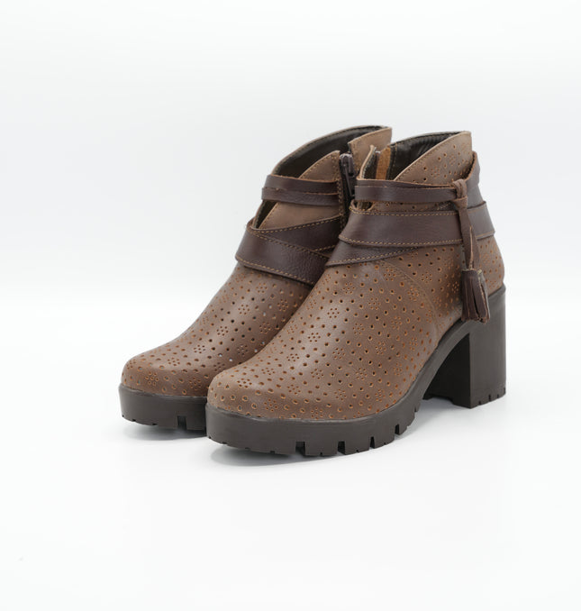 Botín en cuero café