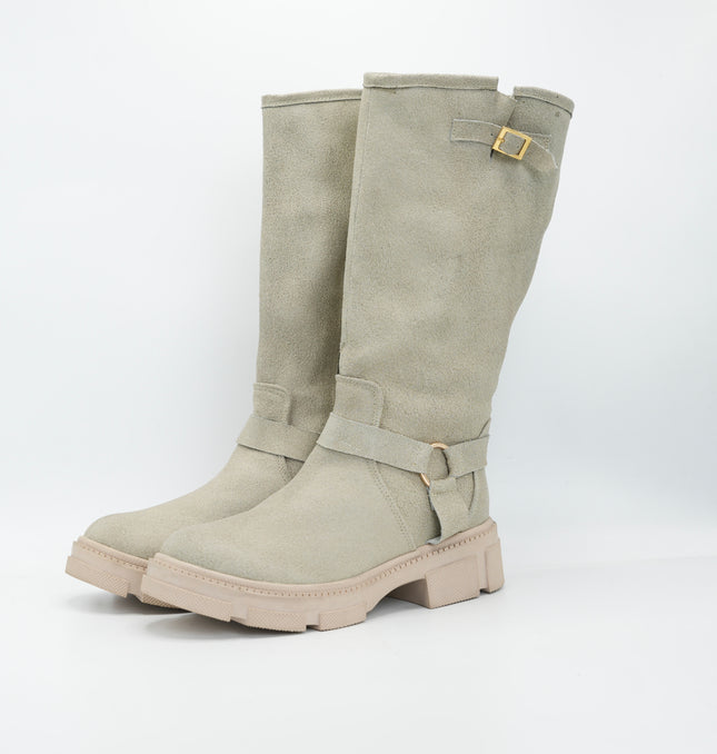Bota en cuero beige