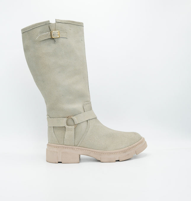 Bota en cuero beige