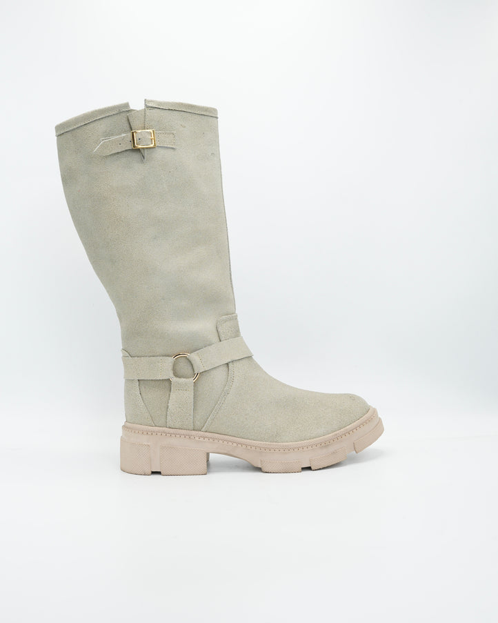 Bota en cuero beige