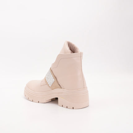 Botín en cuero beige