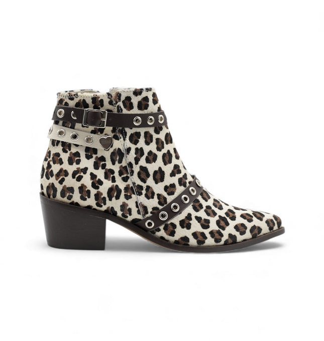 Botin animal print cuero de piel