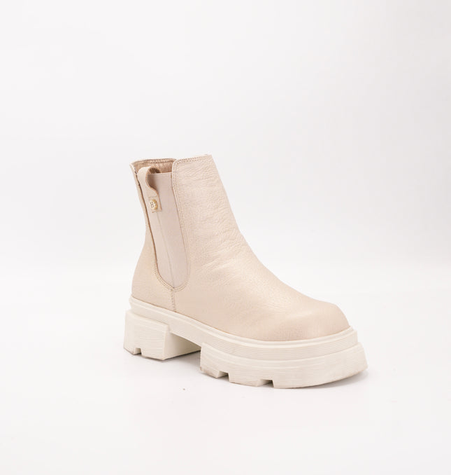 Botín en cuero beige