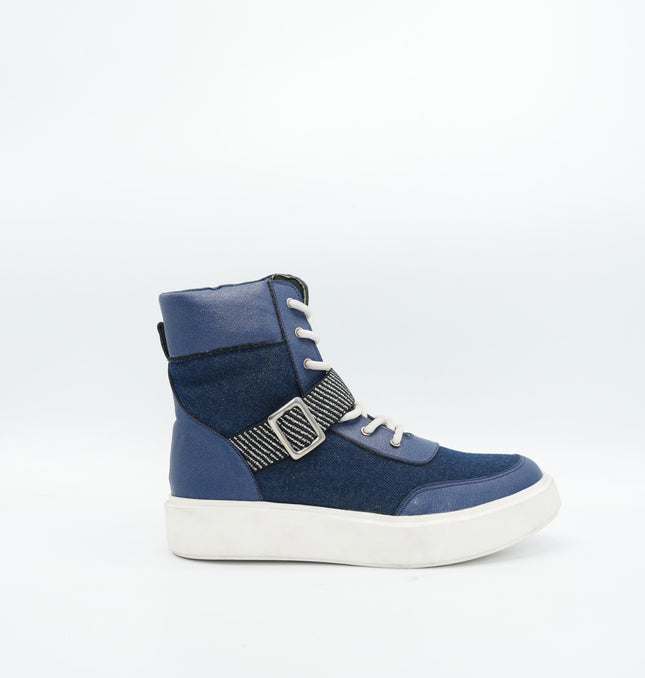 Botín en cuero azul