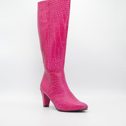 Bota en cuero fucsia