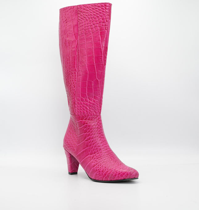 Bota en cuero fucsia