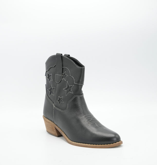 Texana en cuero negro