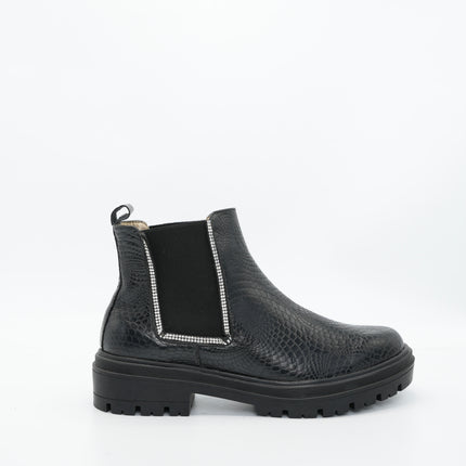 Botín en cuero negro