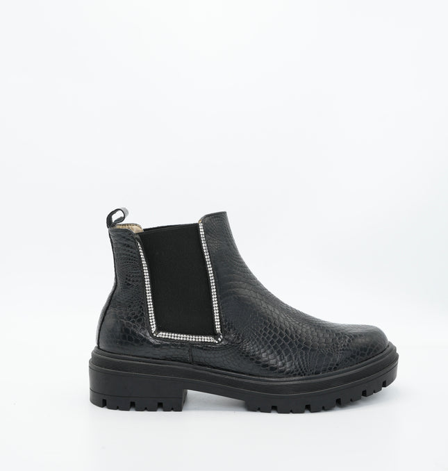 Botín en cuero negro