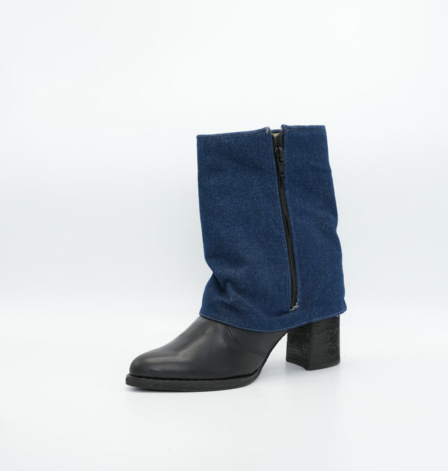 Botín en cuero negro y Jean