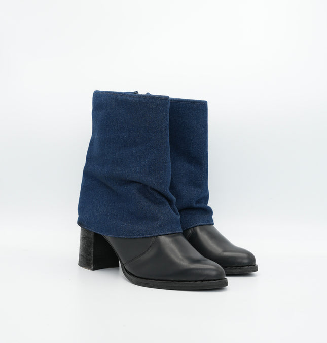 Botín en cuero negro y Jean