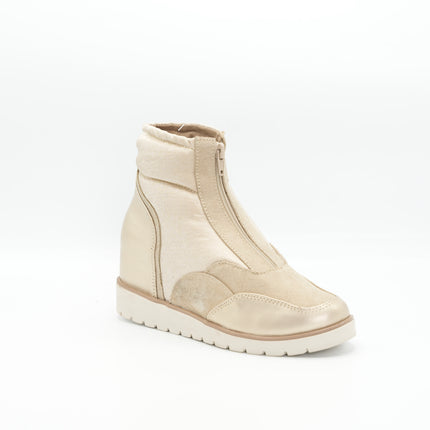 Botín en cuero beige