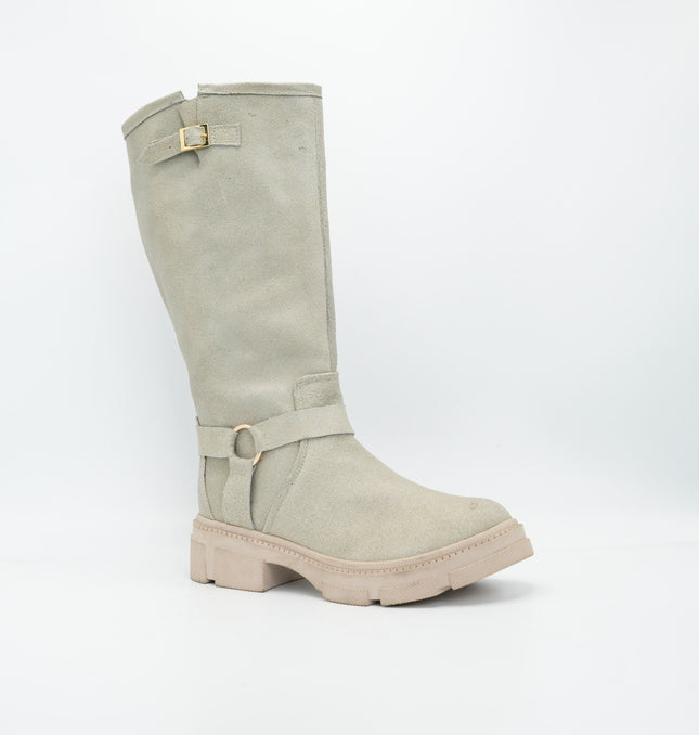 Bota en cuero beige