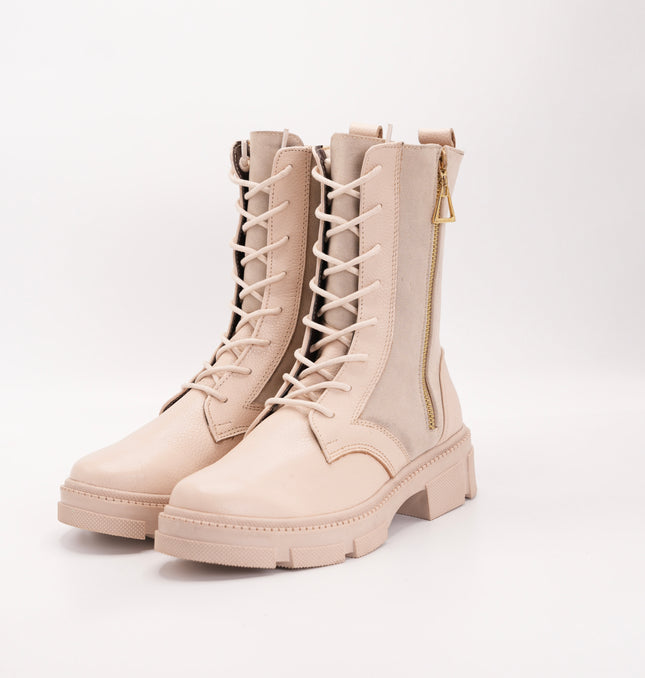Bota en cuero crema