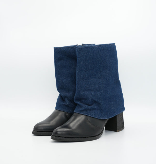 Botín en cuero negro y Jean