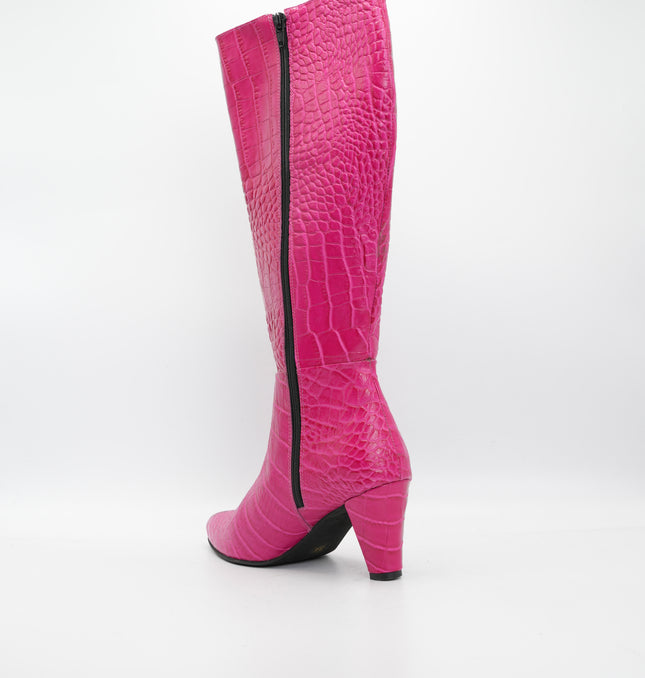 Bota en cuero fucsia