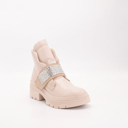 Botín en cuero beige