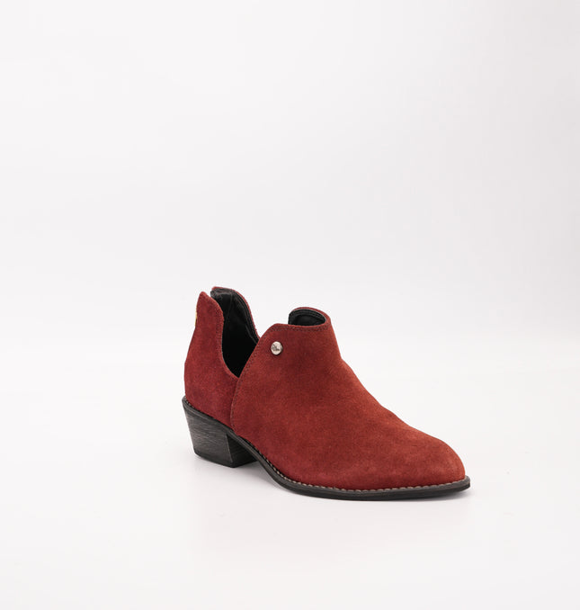 Botín en cuero gamuza rojo