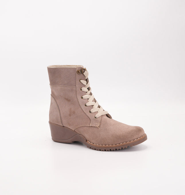 Botín en cuero beige