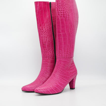 Bota en cuero fucsia