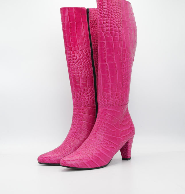 Bota en cuero fucsia