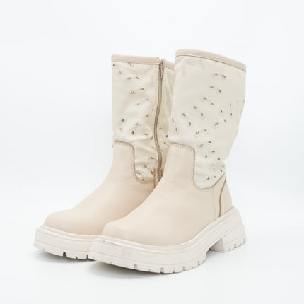 Botín en cuero crema