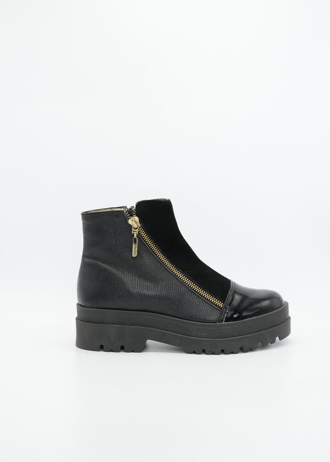 Botín en cuero negro