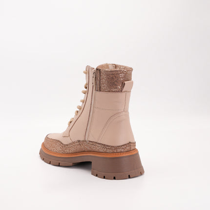 Botín en cuero crema