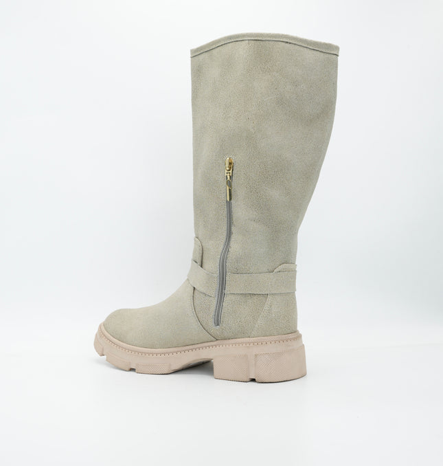 Bota en cuero beige