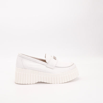 Mocasín en cuero blanco