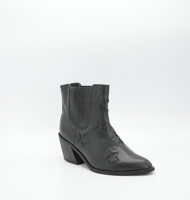 Botín texano en cuero negro