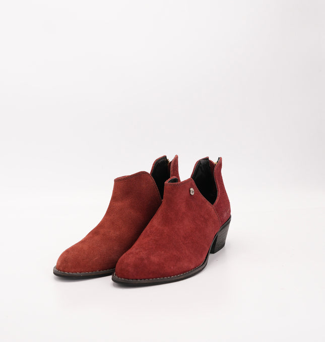 Botín en cuero gamuza rojo