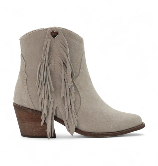 Botin Malva beige con flecos