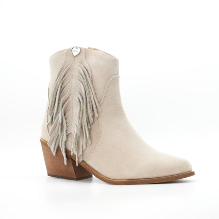 Botin Malva beige con flecos