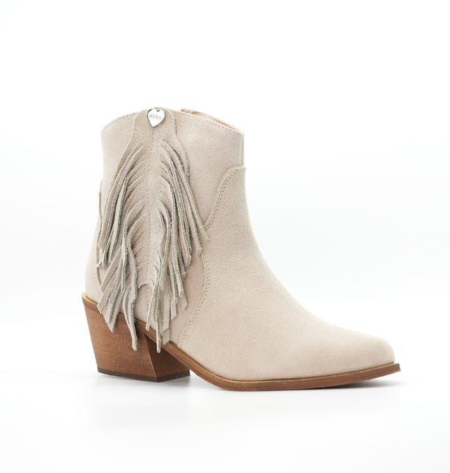 Botin Malva beige con flecos